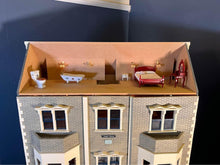 Load image into Gallery viewer, The "Cadogan Gardens" dolls house, built, painted, with deluxe decoration and lit with lighting