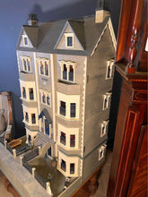 Load image into Gallery viewer, The "Cadogan Gardens" dolls house, built, painted, with deluxe decoration and lit with lighting