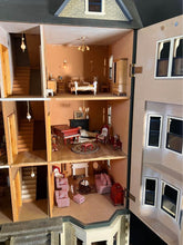 Load image into Gallery viewer, The "Cadogan Gardens" dolls house, built, painted, with deluxe decoration and lit with lighting