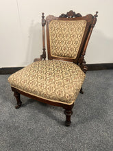 Load image into Gallery viewer, Antique Victorian Small Bedroom Chair On Turned Legs With Castors