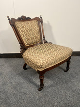 Load image into Gallery viewer, Antique Victorian Small Bedroom Chair On Turned Legs With Castors