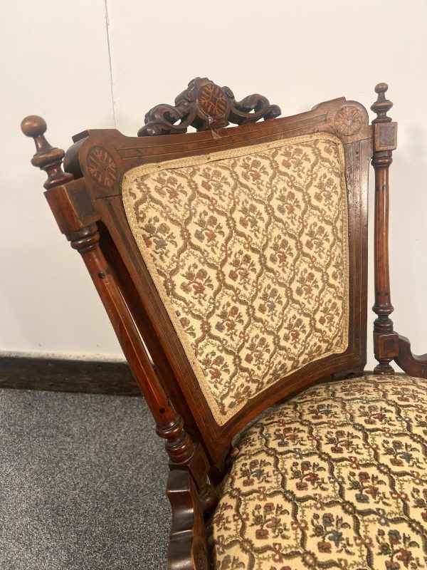 Antique Victorian Small Bedroom Chair On Turned Legs With Castors ...