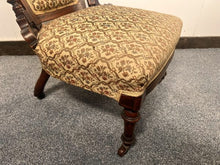 Load image into Gallery viewer, Antique Victorian Small Bedroom Chair On Turned Legs With Castors