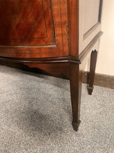 Load image into Gallery viewer, A Quality Antique Edwardian Flame Mahogany Inlaid Display Cabinet With Original Curved Glass