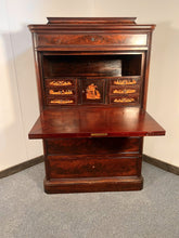 Load image into Gallery viewer, Antique Mahogany Biedermeier Bureau Bookcase Secretaire Cabinet With The Most Amazing Inlay Work