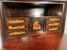 Load image into Gallery viewer, Antique Mahogany Biedermeier Bureau Bookcase Secretaire Cabinet With The Most Amazing Inlay Work