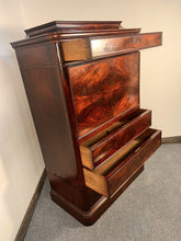 Load image into Gallery viewer, Antique Mahogany Biedermeier Bureau Bookcase Secretaire Cabinet With The Most Amazing Inlay Work