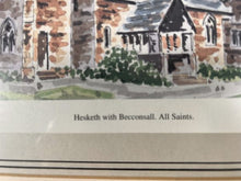Load image into Gallery viewer, WED Ryan Watercolour Of Hesketh With Becconsall All Saints Church Pencil Signed