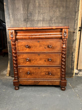 Load image into Gallery viewer, Original Antique Victorian Tall Flame Mahogany Scottish Chest Of Drawers