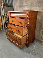 Load image into Gallery viewer, Original Antique Victorian Tall Flame Mahogany Scottish Chest Of Drawers