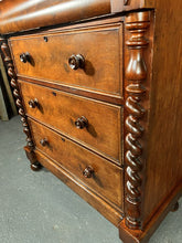 Load image into Gallery viewer, Original Antique Victorian Tall Flame Mahogany Scottish Chest Of Drawers