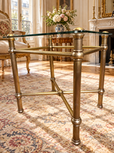 Load image into Gallery viewer, Vintage Art Deco Brass &amp; Glass Side Table – Maison Jansen Style