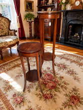 Load image into Gallery viewer, Two Edwardian Period Mahogany Circular Two-Tier Plant Stands