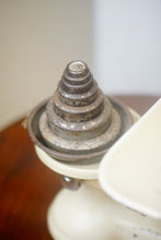 Load image into Gallery viewer, Cream vintage kitchen scales,  with imperial stamped stackable weights