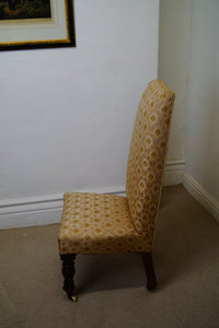 Victorian Prayer Chair (Prie Dieu Chair) c.1870’s upholstered with stylish silk fabric