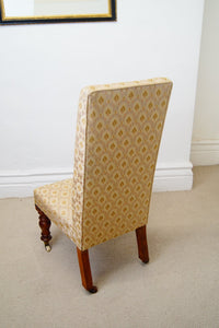 Victorian Prayer Chair (Prie Dieu Chair) c.1870’s upholstered with stylish silk fabric