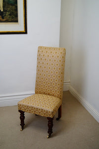 Victorian Prayer Chair (Prie Dieu Chair) c.1870’s upholstered with stylish silk fabric