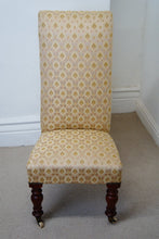 Load image into Gallery viewer, Victorian Prayer Chair (Prie Dieu Chair) c.1870’s upholstered with stylish silk fabric