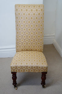 Victorian Prayer Chair (Prie Dieu Chair) c.1870’s upholstered with stylish silk fabric