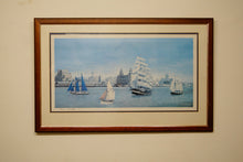 Load image into Gallery viewer, Painting by B M Holland Liverpool Skyline, with four ships under sail