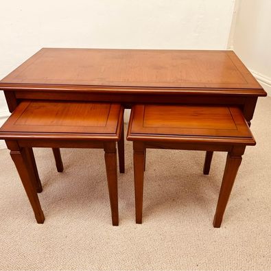 A stunning set of nesting tables made by Strongbow furniture in lovely condition