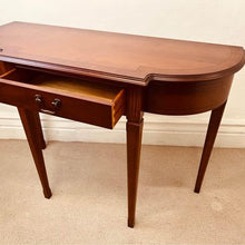 Load image into Gallery viewer, A golden Teak console table made by Strongbow in fantastic condition