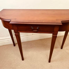 Load image into Gallery viewer, A golden Teak console table made by Strongbow in fantastic condition