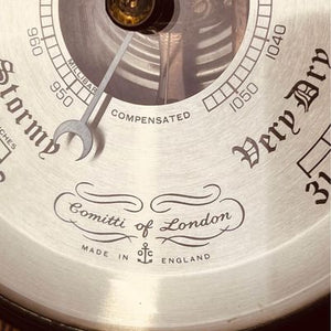 A lovely of London wooden oak banjo barometer with thermometer