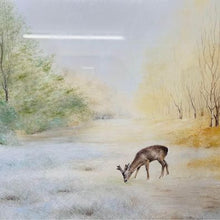 Load image into Gallery viewer, A lovely original drawing of a deer in the forest by wildlife artist Robert Fletcher