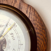 Load image into Gallery viewer, A lovely of London wooden oak banjo barometer with thermometer