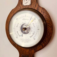 Load image into Gallery viewer, A lovely of London wooden oak banjo barometer with thermometer