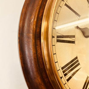 An immaculate large mahogany cased twin Fusee Striking wall clock housed in a mahogany case