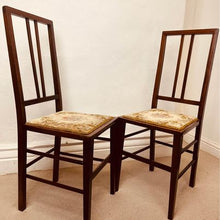 Load image into Gallery viewer, A lovely pair of fine Edwardian antique inlaid bedroom chairs in fantastic condition