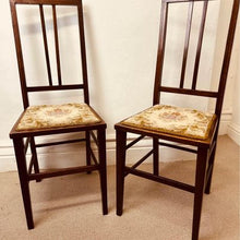 Load image into Gallery viewer, A lovely pair of fine Edwardian antique inlaid bedroom chairs in fantastic condition