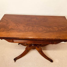 Load image into Gallery viewer, A handsome Regency rosewood fold over card table with lovely rich woodgrain