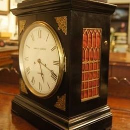 A really impressive Handley and Moore ebonised pearwood cased bracket clock with a Fusee movement