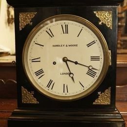 A really impressive Handley and Moore ebonised pearwood cased bracket clock with a Fusee movement