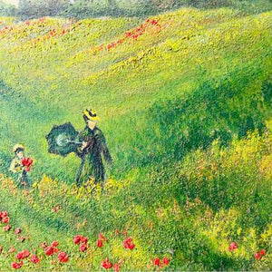 An original oil painting by James Moorcroft of a poppy field in thick paint with amazing colours