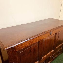 An antique 18th Century Welsh oak coffer, with a silvered finish in lovely original condition