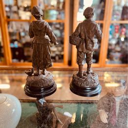 A fabulous pair of large antique Emile Rousseau French bronzed spelter figures fantastic condition