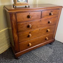 Load image into Gallery viewer, A fabulous mahogany chest of drawers with mother of pearl inlaid drawer knobs