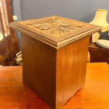 Load image into Gallery viewer, A lovely Edwardian mahogany fireside log or coal cabinet seat beautifully carved