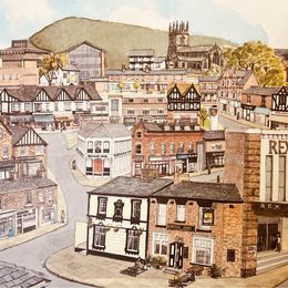 A fabulous Stuarts original of Wilmslow pencil signed "Memories of Macclesfield"