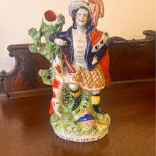 Load image into Gallery viewer, A stunning large Staffordshire flatback figure of &quot;SCOTTISH HIGHLANDER&quot; spill vase