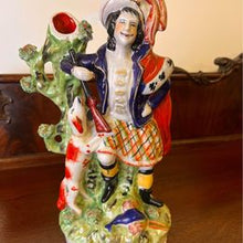 Load image into Gallery viewer, A stunning large Staffordshire flatback figure of &quot;SCOTTISH HIGHLANDER&quot; spill vase