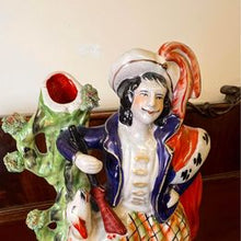 Load image into Gallery viewer, A stunning large Staffordshire flatback figure of &quot;SCOTTISH HIGHLANDER&quot; spill vase