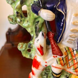 A stunning large Staffordshire flatback figure of "SCOTTISH HIGHLANDER" spill vase