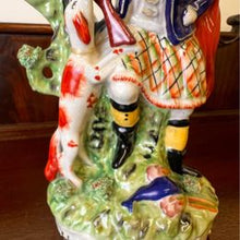 Load image into Gallery viewer, A stunning large Staffordshire flatback figure of &quot;SCOTTISH HIGHLANDER&quot; spill vase