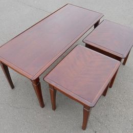 Stag Minstrel mahogany long coffee table with two smaller side tables housed beneath