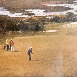 A stunning Roy Perry golfing print entitled Seven Iron beautifully framed and mounted under glass